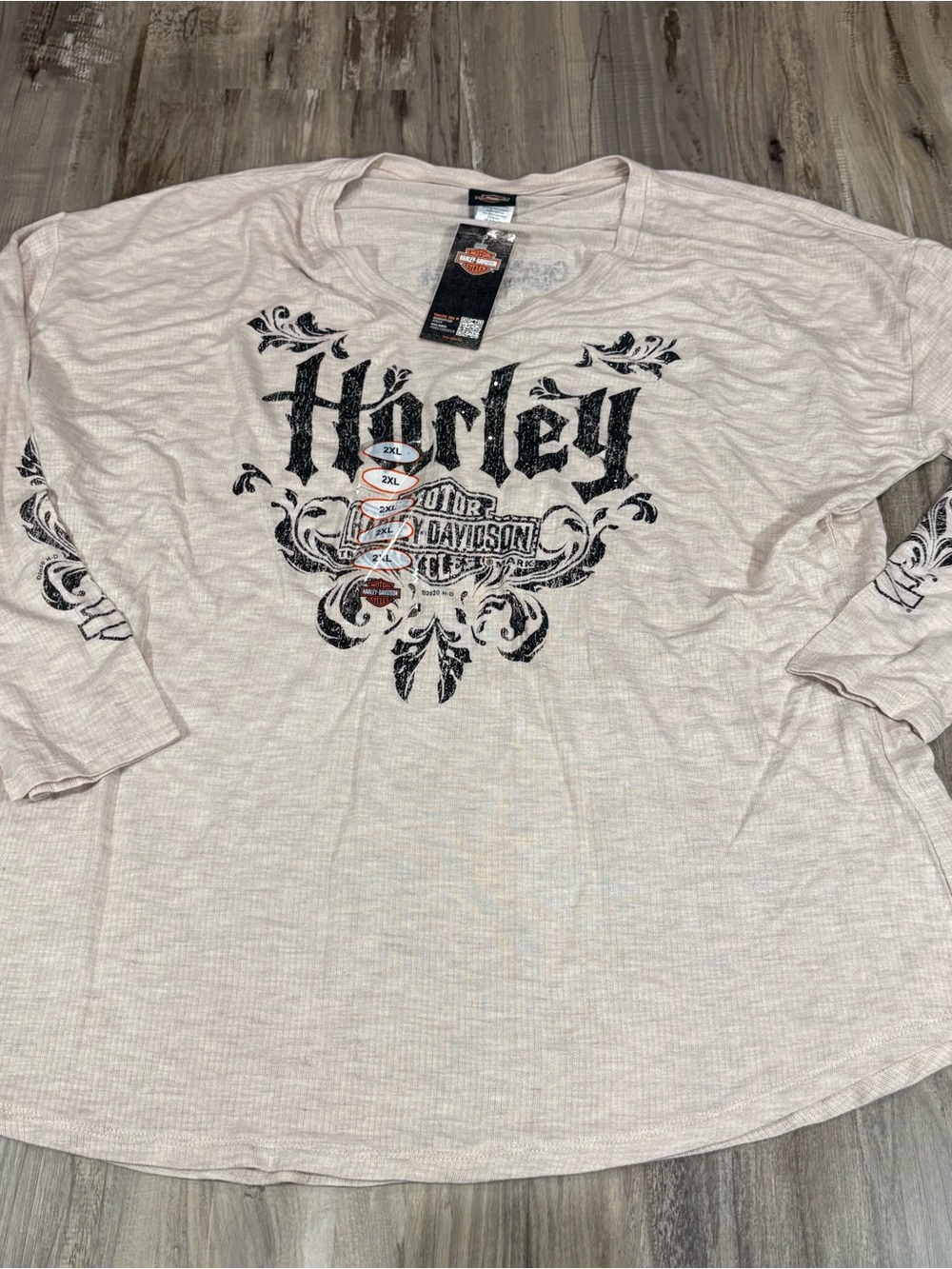 Harley-Davidson Women’s Long Sleeve Shirt Cream/ Black XXL Idaho Falls